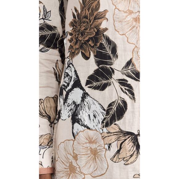 NWT Las Sureñas Clara Portrait Linen Shirt Dress Linen Cotton Animal Floral Sz S - Picture 12 of 16